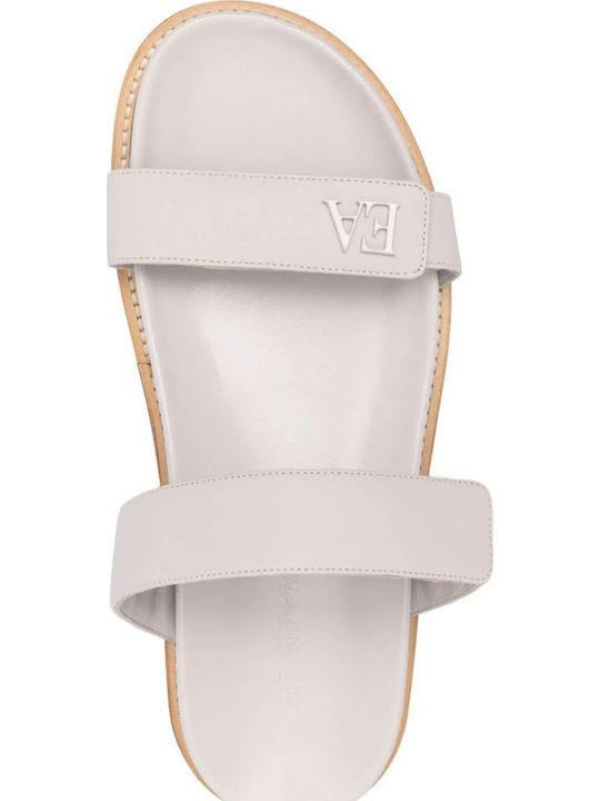 Leather Women's Flat Sandals in Beige Color