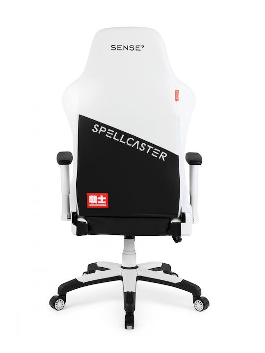 SENSE7 Spellcaster Senshi Edition XL Scaun Gaming Din piele ecologică cu Brațe Reglabile Negru / Alb
