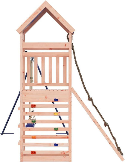vidaXL Wooden Tower with Climbing Surface 313x248x215cm. Brown