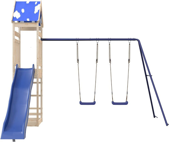 vidaXL Holzturm mit Kletterfläche Braun