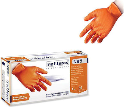 Reflexx Gloves for Work Disposable Orange Nitrile 50pcs