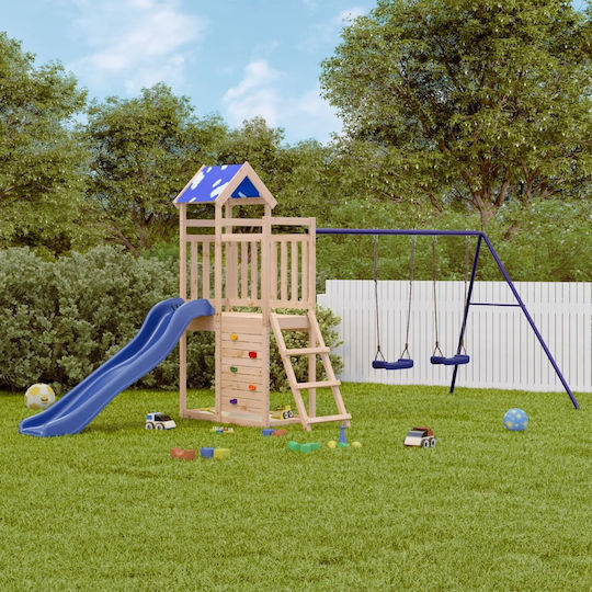 vidaXL Holzturm mit Kletterfläche Braun