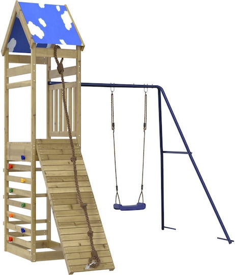 vidaXL Holzturm mit Kletterfläche Braun