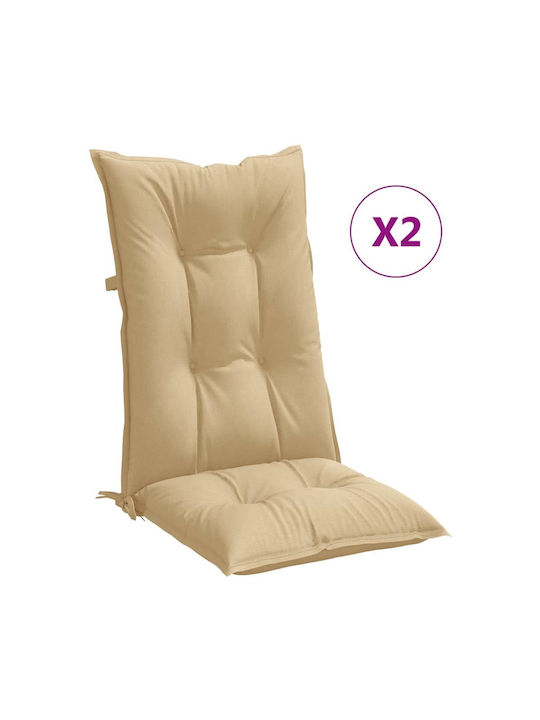 vidaXL Garden Chair Cushion with Back Beige 2pcs 50x120cm.