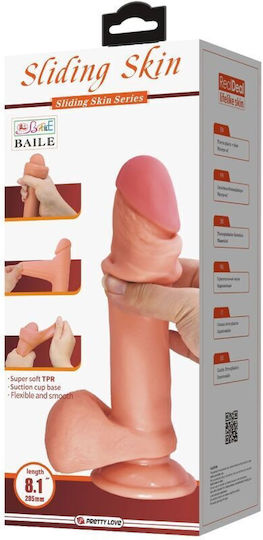 Pretty Love Sliding Skin Series Glass Dildo with Balls and Suction Cup Flesh 20.5cm