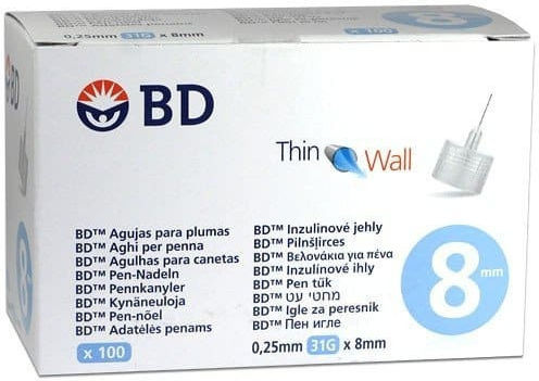 BD Thin Wall Игли Инсулин 31G x 0.25 x 8мм 100бр
