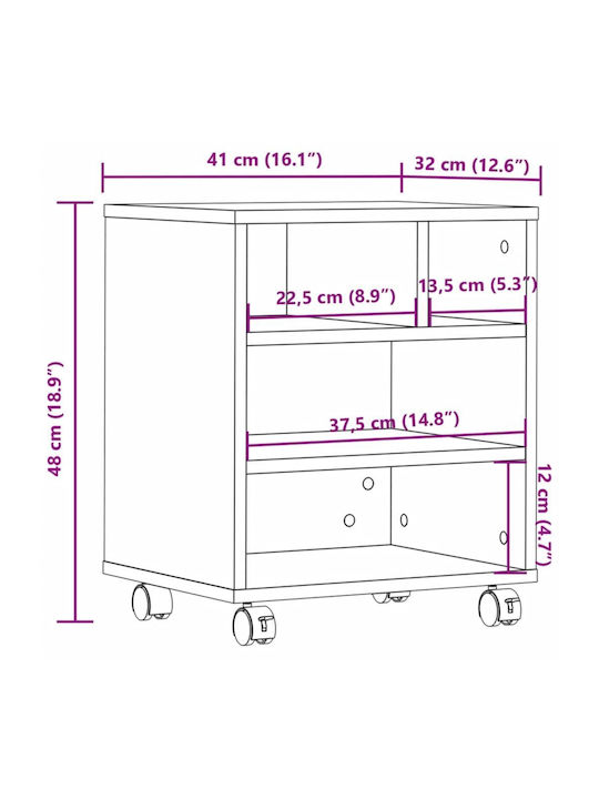 Шкаф Офис с колела Опушен дъб 41x32x48см