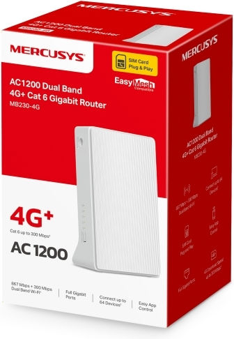Mercusys MB230-4G v1 Ασύρματο 4G Router Wi‑Fi 5 με 2 Θύρες Gigabit
