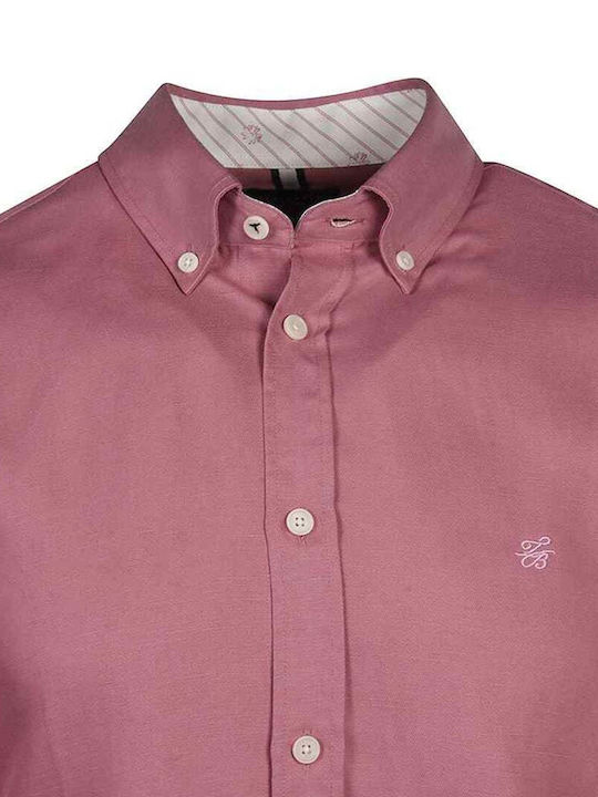 Ted Baker Men's Shirt Long Sleeve Cotton Mid-pink