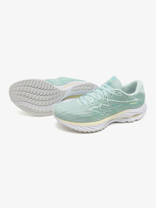 Mizuno Wave Rider 27 Sportschuhe Laufen Eggshell Blue / White / Anise Flow