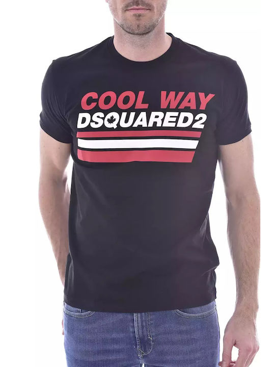 Dsquared2 Tricou pentru bărbați cu mâneci scurte Negru