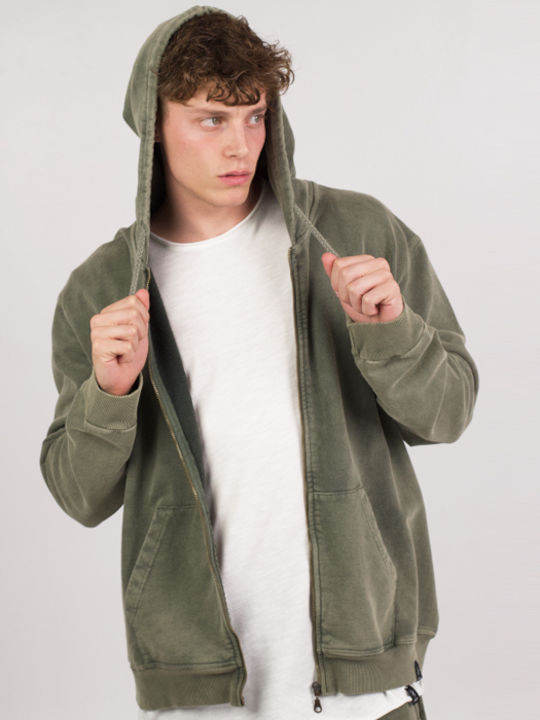 Shaikko Men's Sweatshirt Jacket with Hood and Pockets Green