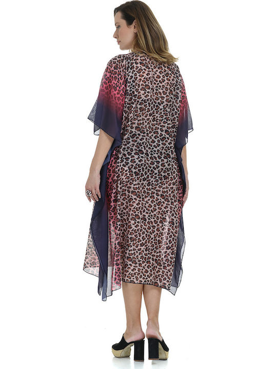 MiandMi Damen Maxi Kaftan Strand Mehrfarbig