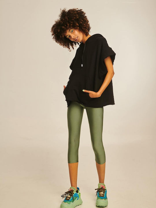 PCP Jacqueline Frauen Capri Leggings Glänzend Olive