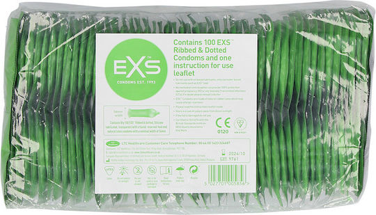 EXS Προφυλακτικά 100τμχ 56mm Λεπτά για Φυσική Αίσθηση με Ραβδώσεις Natural Vegan