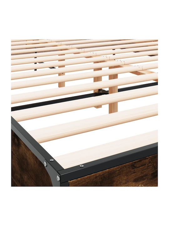 Doppelbett Aus Holz Braun Mit Lattenrost Für Matratze 150x200cm
