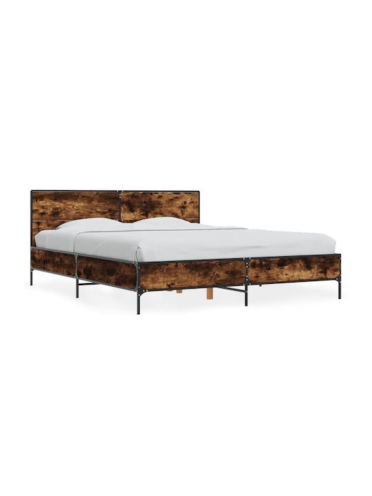 Doppelbett Aus Holz Braun Mit Lattenrost Für Matratze 150x200cm