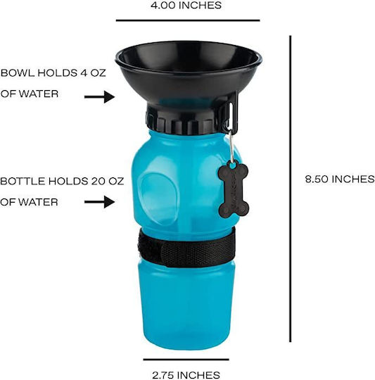 Sticlă Apă pentru Câine & Pisică 500ml în Culoare Albastru