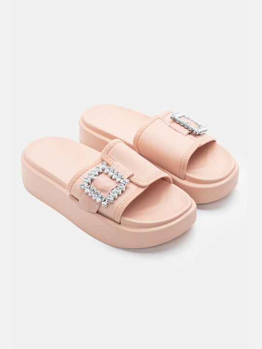 Decorative Toca Strass Flat Sandals 4226307-pink