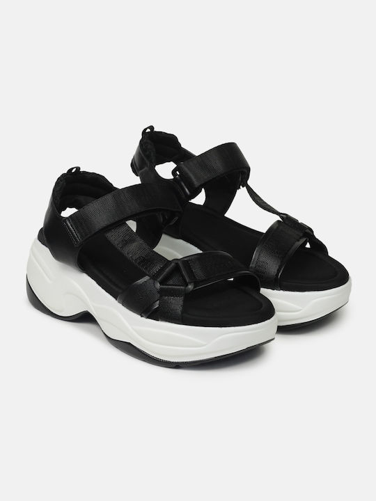 Double-Sole Athletic Velcro Sandals Black