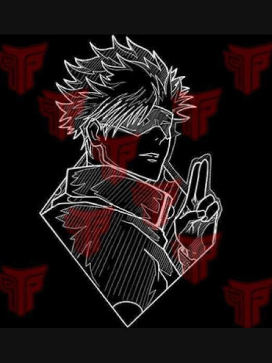 Мъжки памучни тениски с анимационни герои Takeposition Anime Jujutsu Kaisen Gojo черни 320-1007b-02