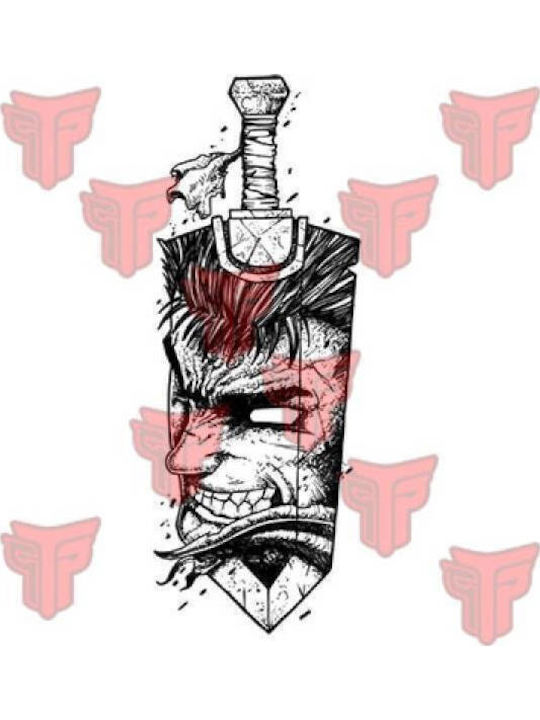 Мъжка памучна тениска с принт на лого Takeposition Anime Besrek Guts Knife в цвят хаки 320-1016b-15