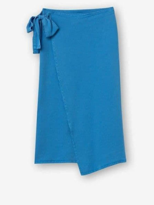 High-waisted Midi Skirt Envelope Blue