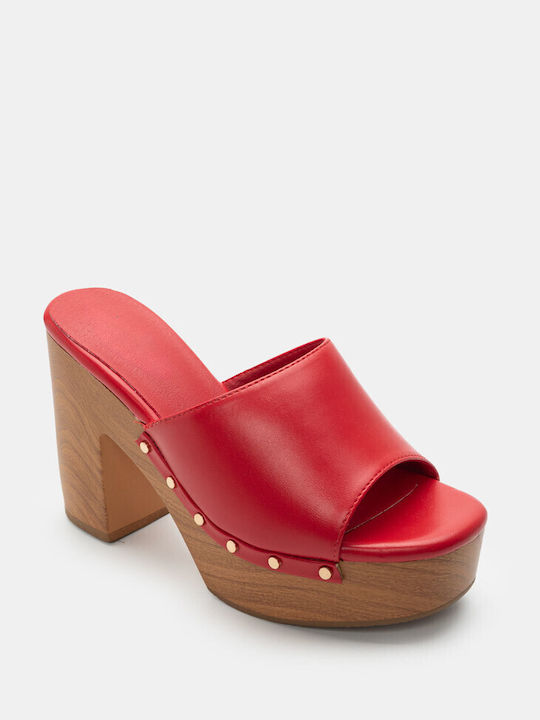 Luigi Heel Mules Red