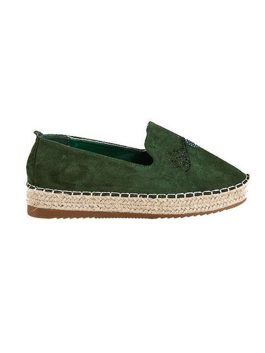 Elenross Wildleder Damen Espadrilles in Grün Farbe