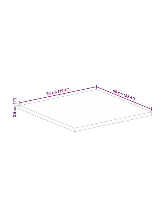 vidaXL Square Table Surface made of Solid Wood Acacia 90x90x2.5cm 370942 1pcs