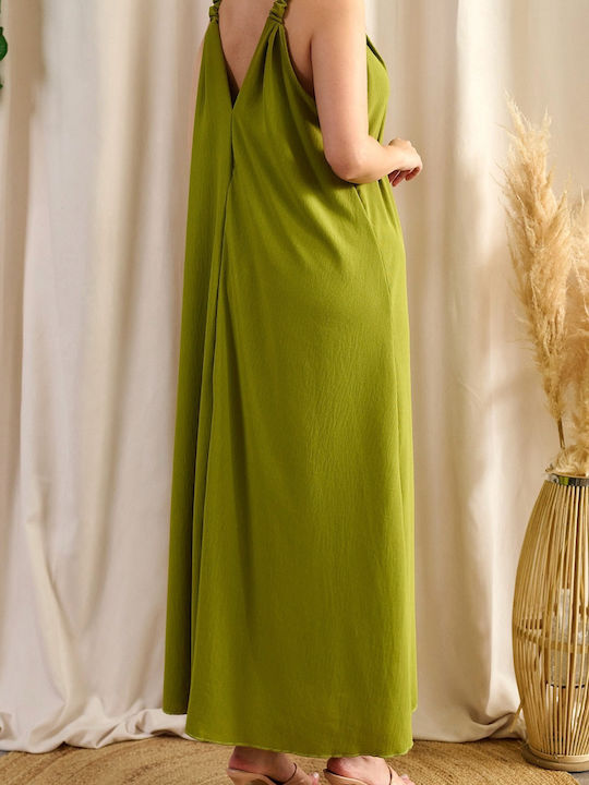 Coralia Lime Maxi Wide Dress