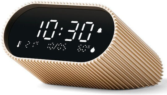 Lexon Ray Clock Tischuhr Digital LCD Metallisch mit Wecker Gold LR155VG3