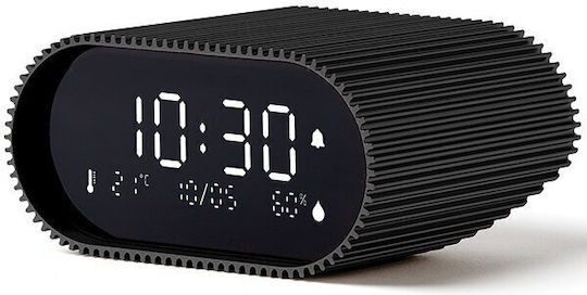 Lexon Ray Clock Tabletop Digital Clock LCD Metal With Alarm Clock Black LR155MN3