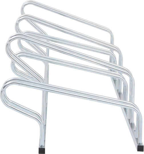 Bicycle Stand for 6 Bicycles Floor-Mounted Galvanized Steel Silver 4005577
