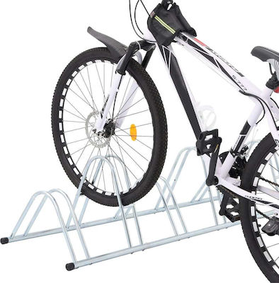 Bicycle Stand for 6 Bicycles Floor-Mounted Galvanized Steel Silver 4005567