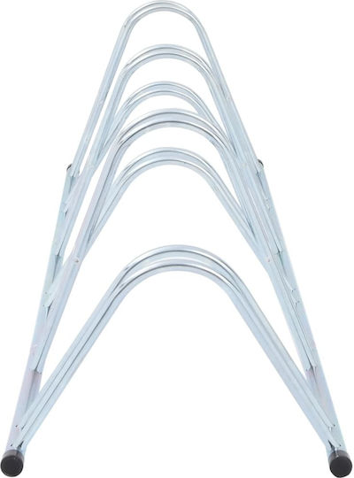 vidaXL Bicycle Stand for 6 Bicycles Floor-Mounted Galvanized Steel Silver