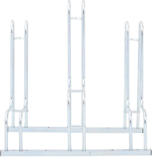 Bicycle Stand for 3 Bikes Floor-Mounted Galvanized Steel 4005569 Silver