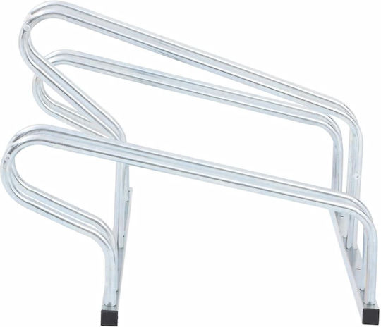 vidaXL 3-Bike Floor Stand Galvanized Steel Silver