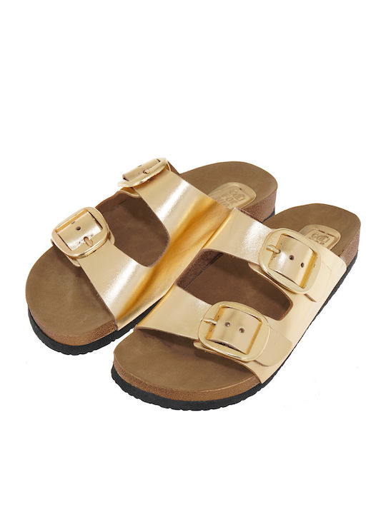 Sandale Casual Damă Din Piele Aurii