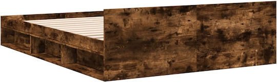 Kids Bed Classic Semi Double with Storage Space Brown for Mattress 120x190cm