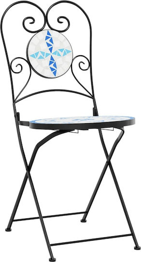 vidaXL Garten- und Outdoor-Möbelsets Typsatz Wohnzimmer für kleine Außenbereiche 3 Stück Blau/Weiß