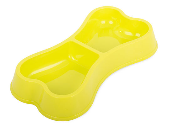 Plastic Bol Mâncare pentru Câine & Pisică pe Bază 2x 150ml 24.5cm în Culoare Galben