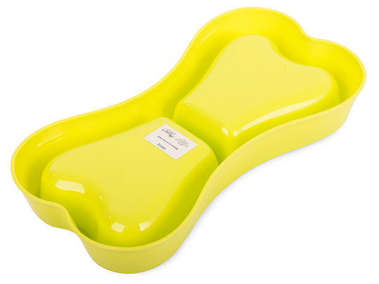Plastic Bol Mâncare pentru Câine & Pisică pe Bază 2x 150ml 24.5cm în Culoare Galben