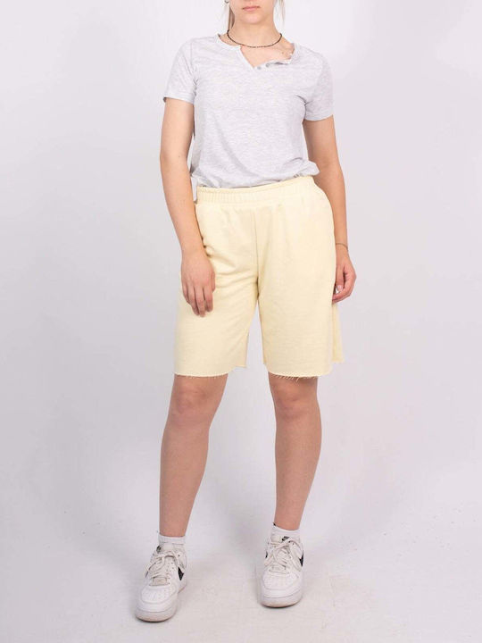 Gelbe Sweat-Bermuda-Shorts mit Taschen