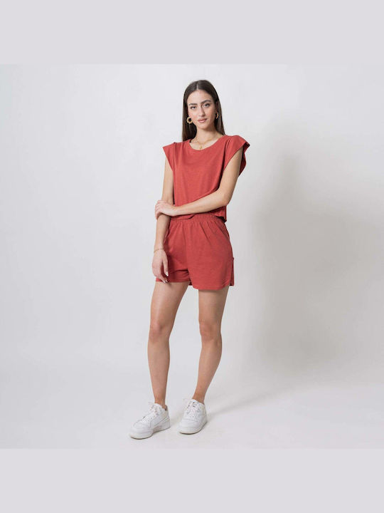 Set Crop Top Shorts Terracotta