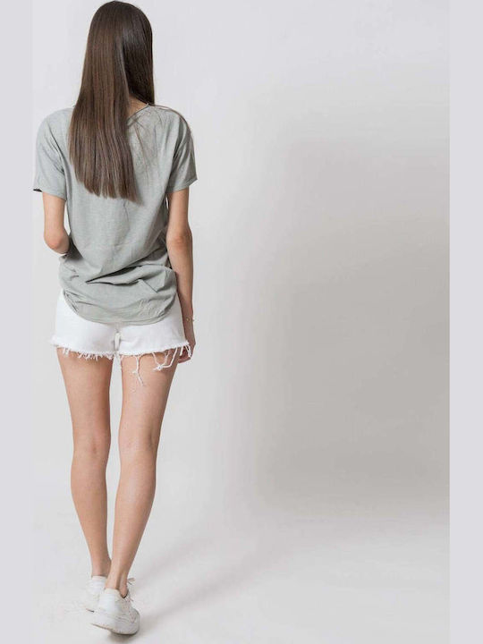 Jean Shorts Λευκό Πιτσιλοτό