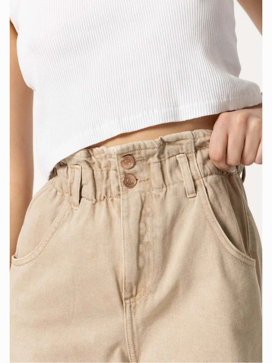 Women's Jean High-waisted Shorts Beige