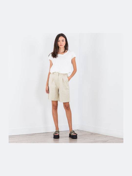 Women's Bermuda Shorts Linen Beige