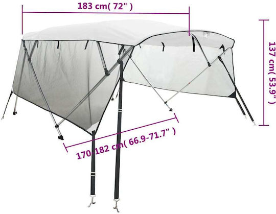 vidaXL Τέντα Σκάφους Αλουμινίου Μ183xΠ170εκ. Γκρι Χρώμα