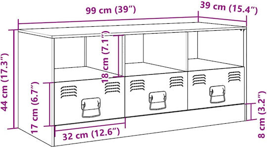 Stand TV Metalic Galben Muștar L99xA39xÎ44cm